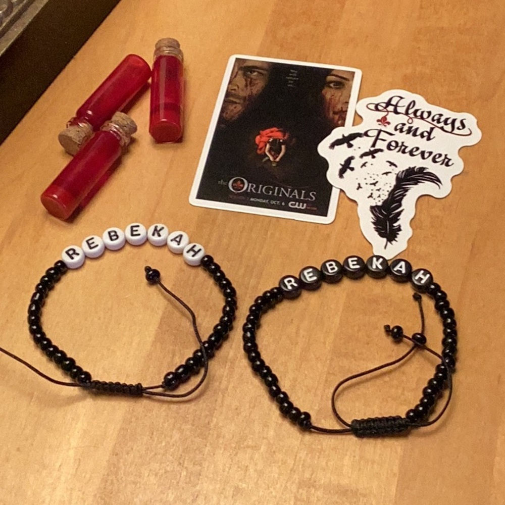 Rebekah letter bead expandable adj. friendship bracelet handmade TVdu vampire